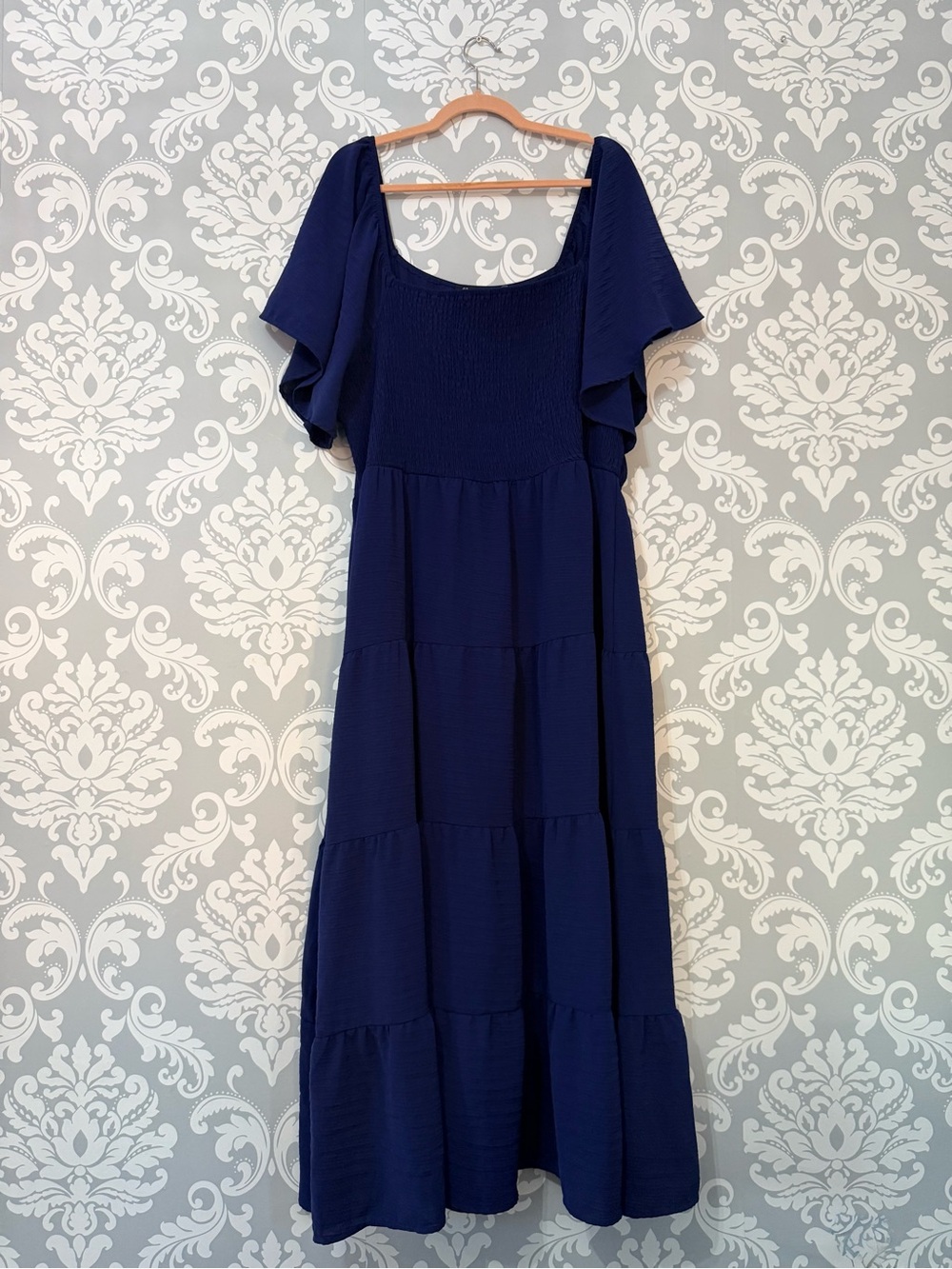 🌿2/$25 • Lily Morgan Flutter Sleeve Smocked Navy Maxi Dress